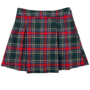 Copper Key Plaid Pleated Skirt Girls Size X-Large 16 Red Green